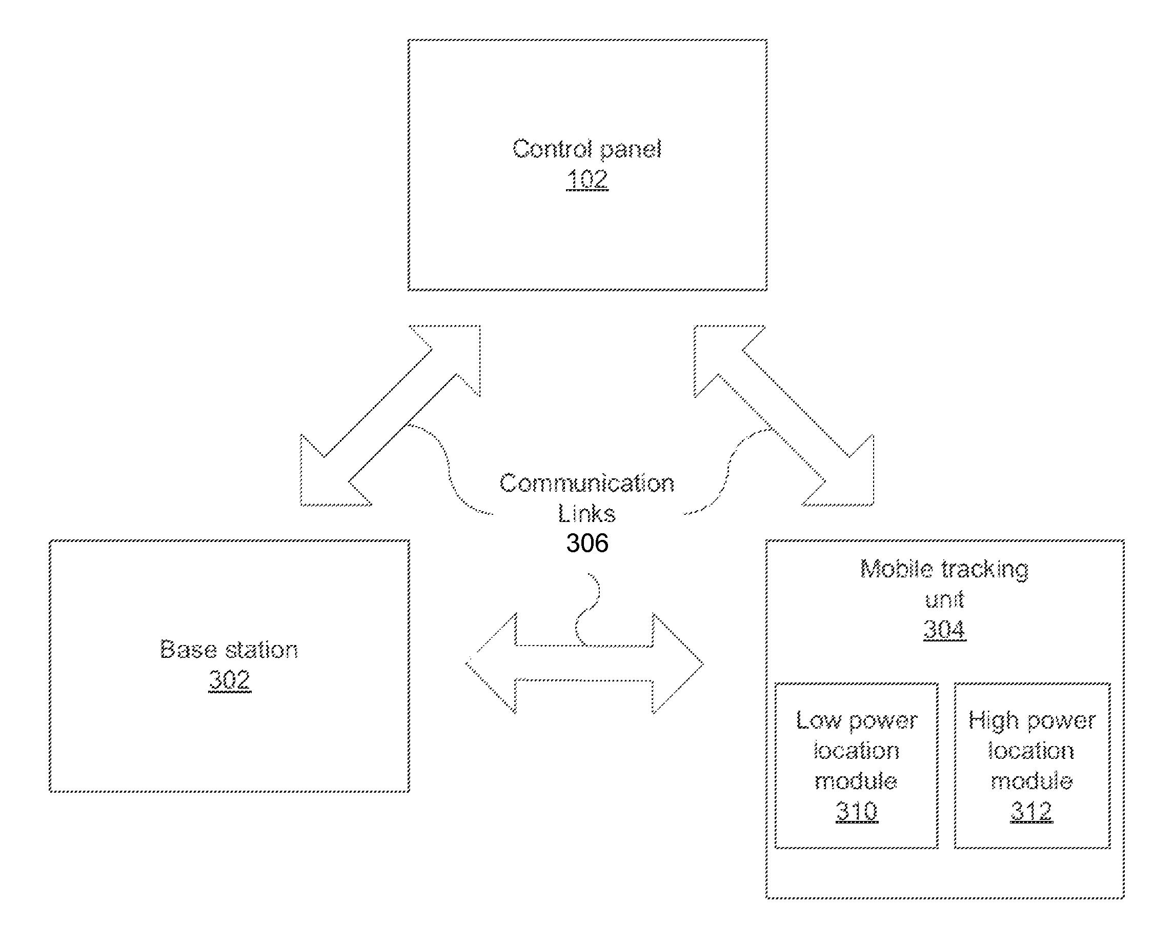 Security system tracking of remote items using reduced power