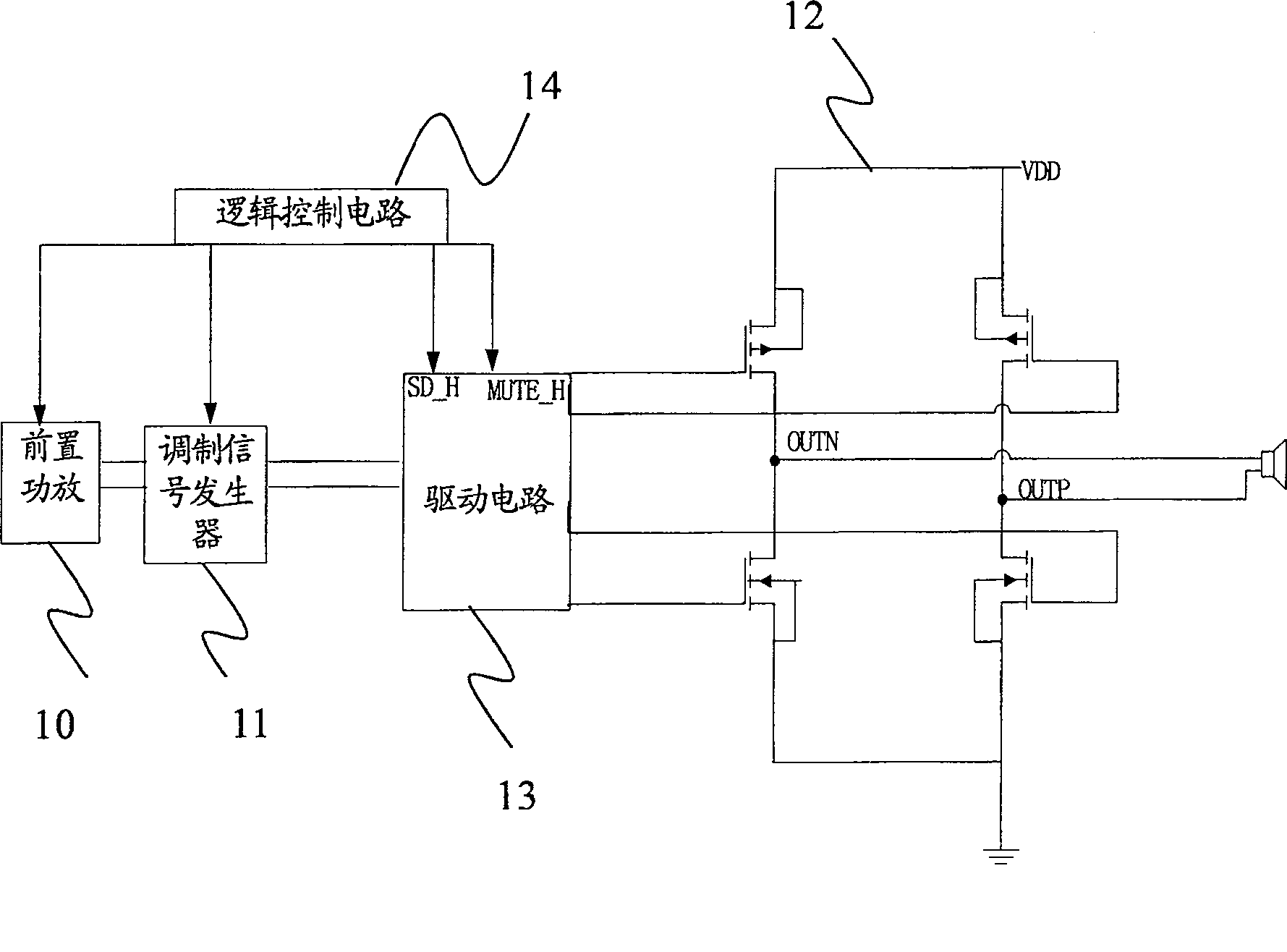 Method for restraining noises of digital audio frequency power amplifier