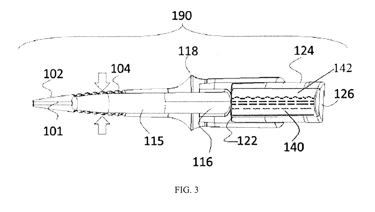 Device and liquid compositions for securing catheters having a rigid tapered tip