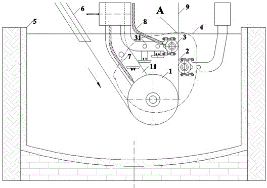 Continuous hot dipping sink roll slag deposition device and slag deposition method