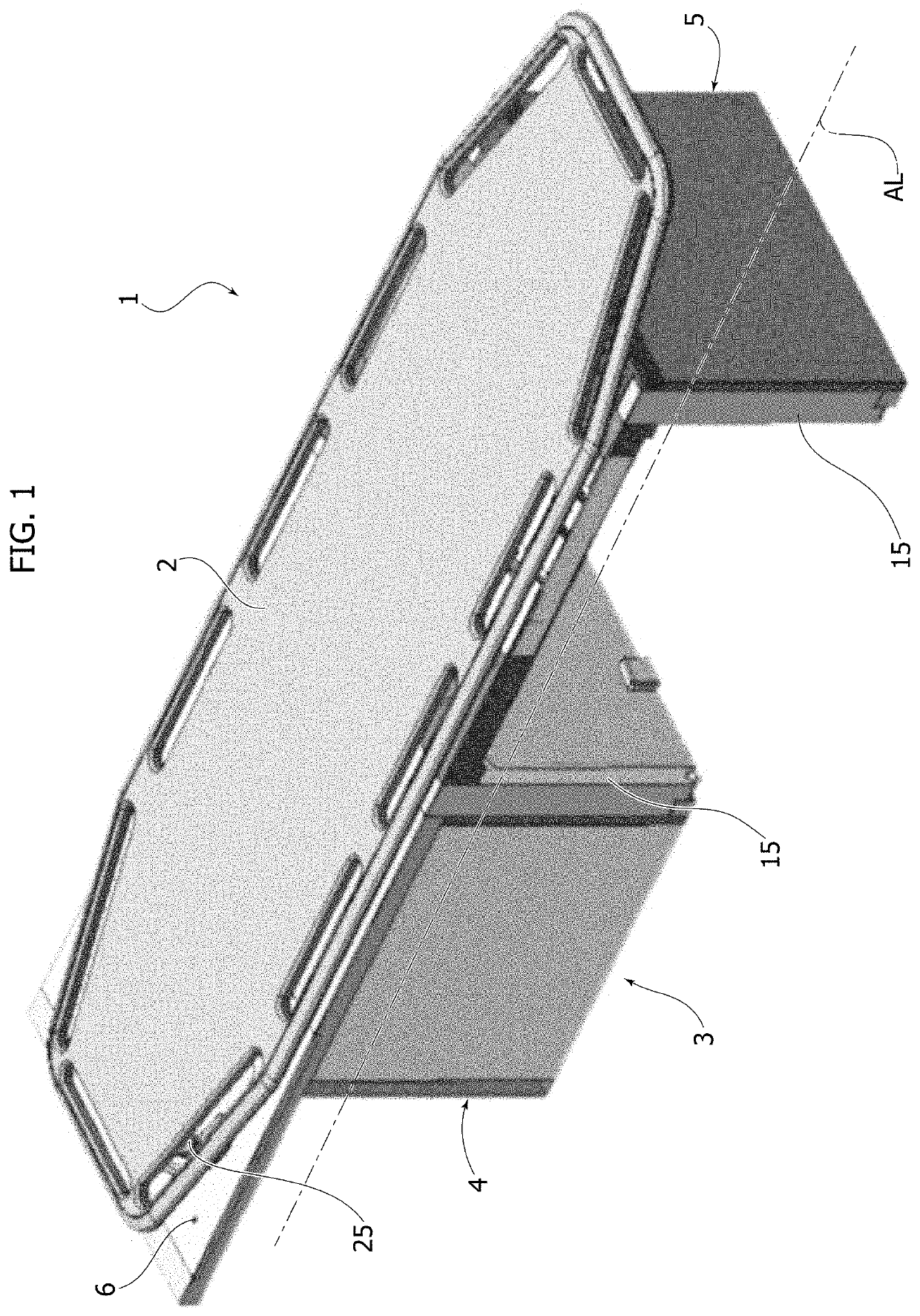 Device for handling a helicopter stretcher