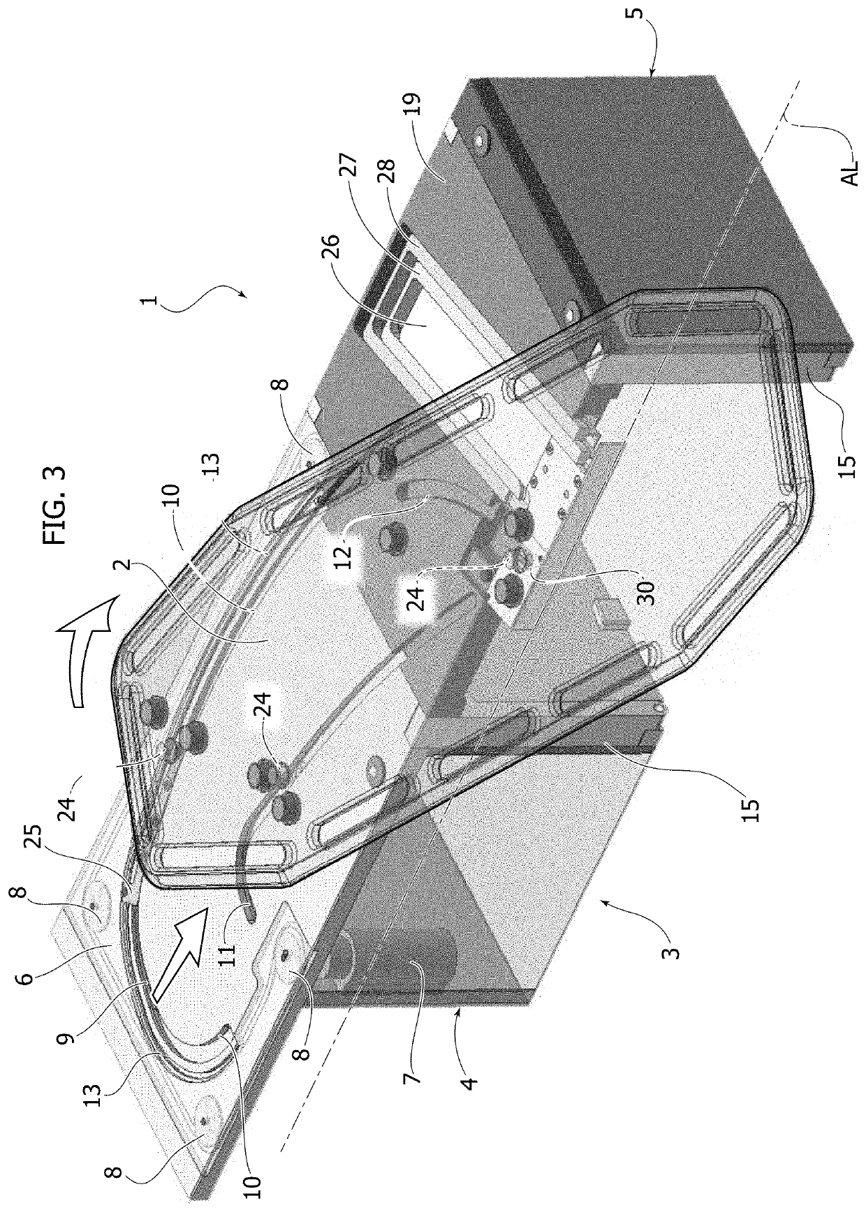 Device for handling a helicopter stretcher