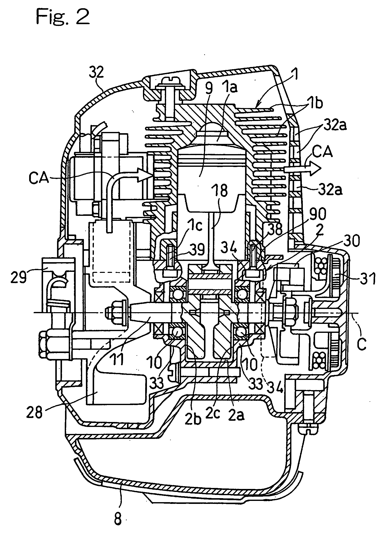 Two-cycle combustion engine