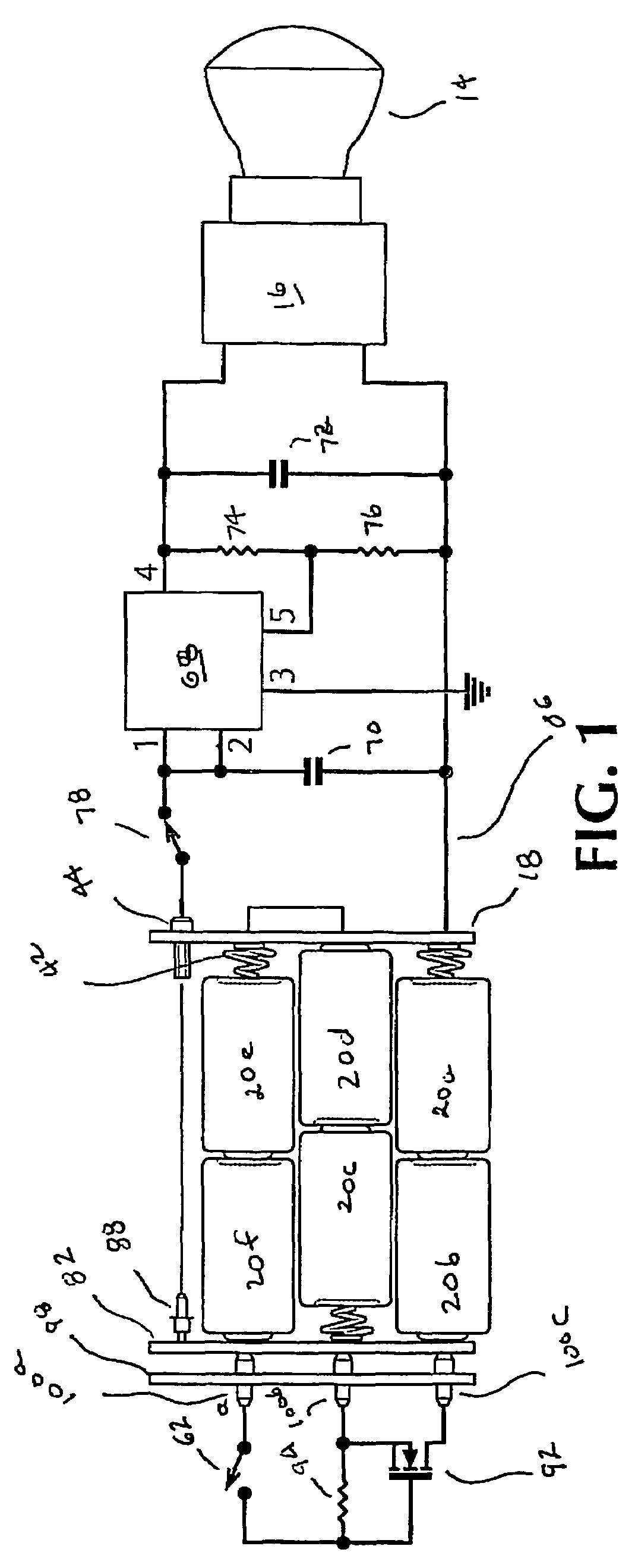 Waterproof flashlight including electronic power switch actuated by a mechanical switch