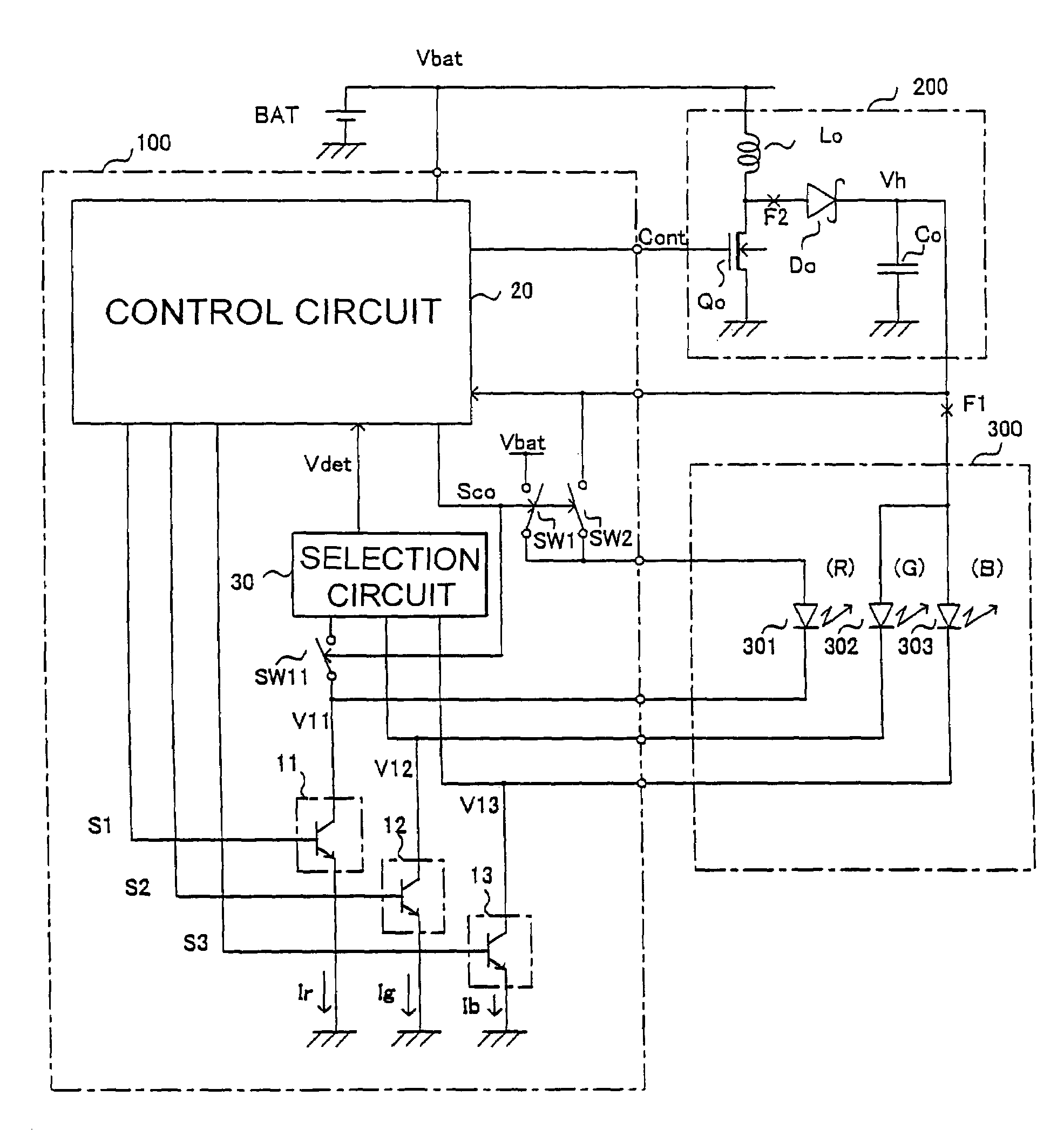 Light emitting element driving device and portable apparatus equipped with light emitting elements