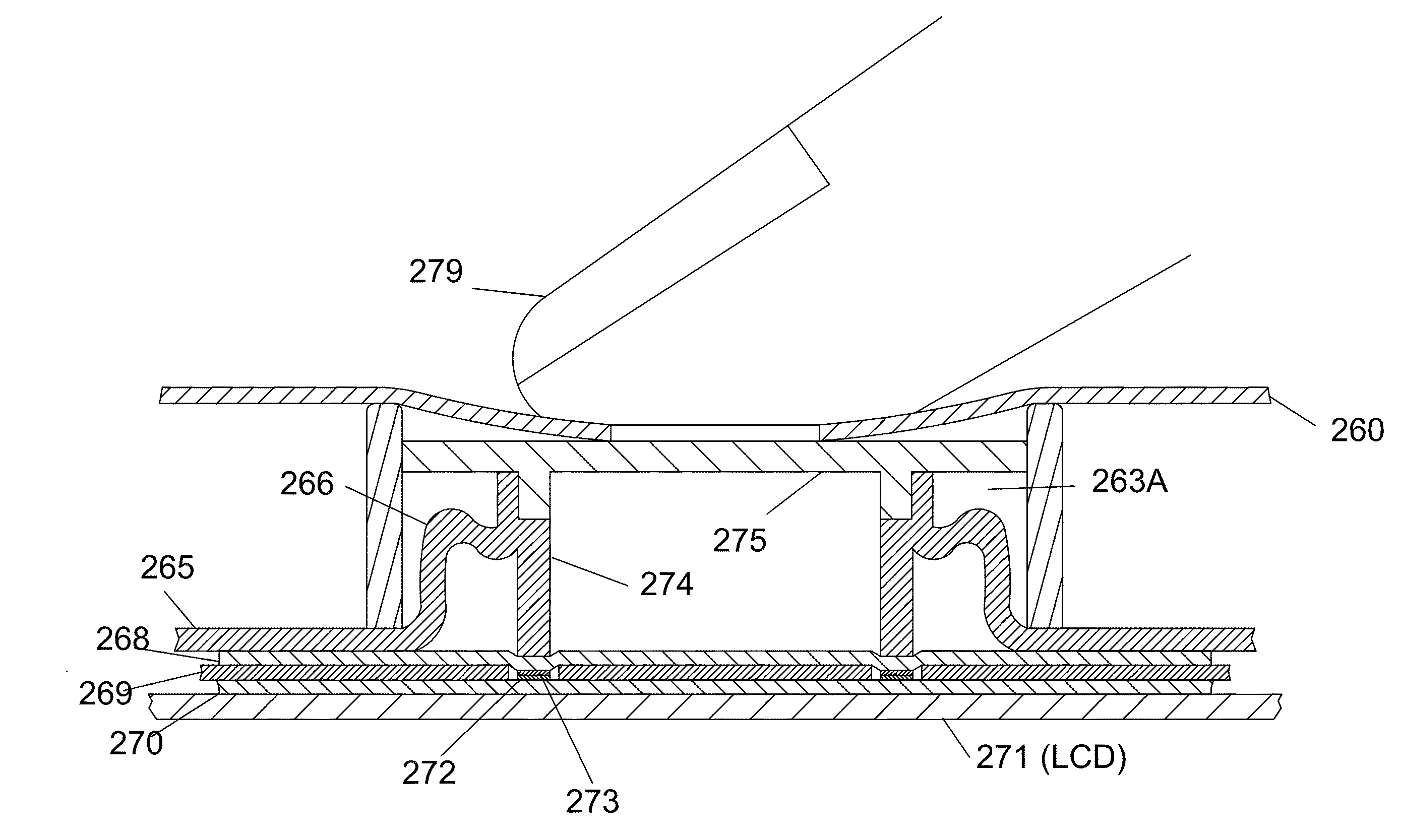 Tablet computer with integrated tactile keyboard