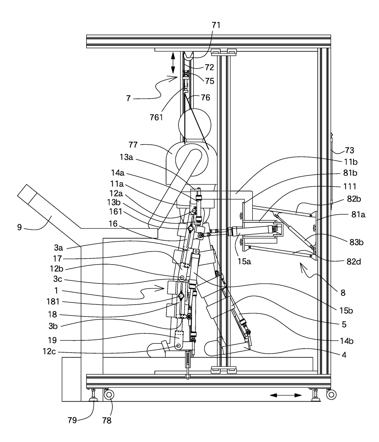 Pneumatic lower extremity gait rehabilitation training system