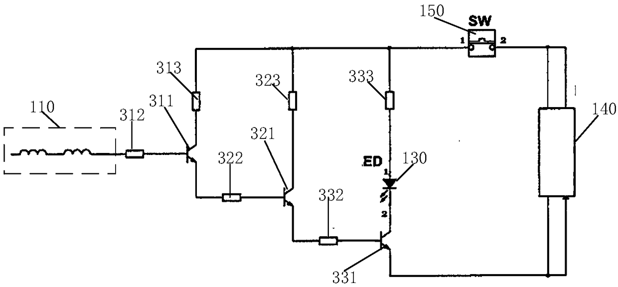 Breaking point detection device for alternating current line