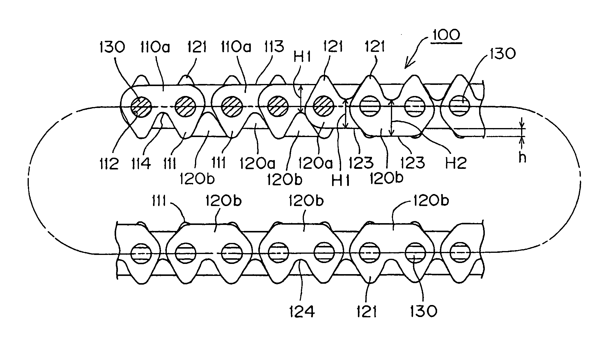 Double-sided engagement type silent chain