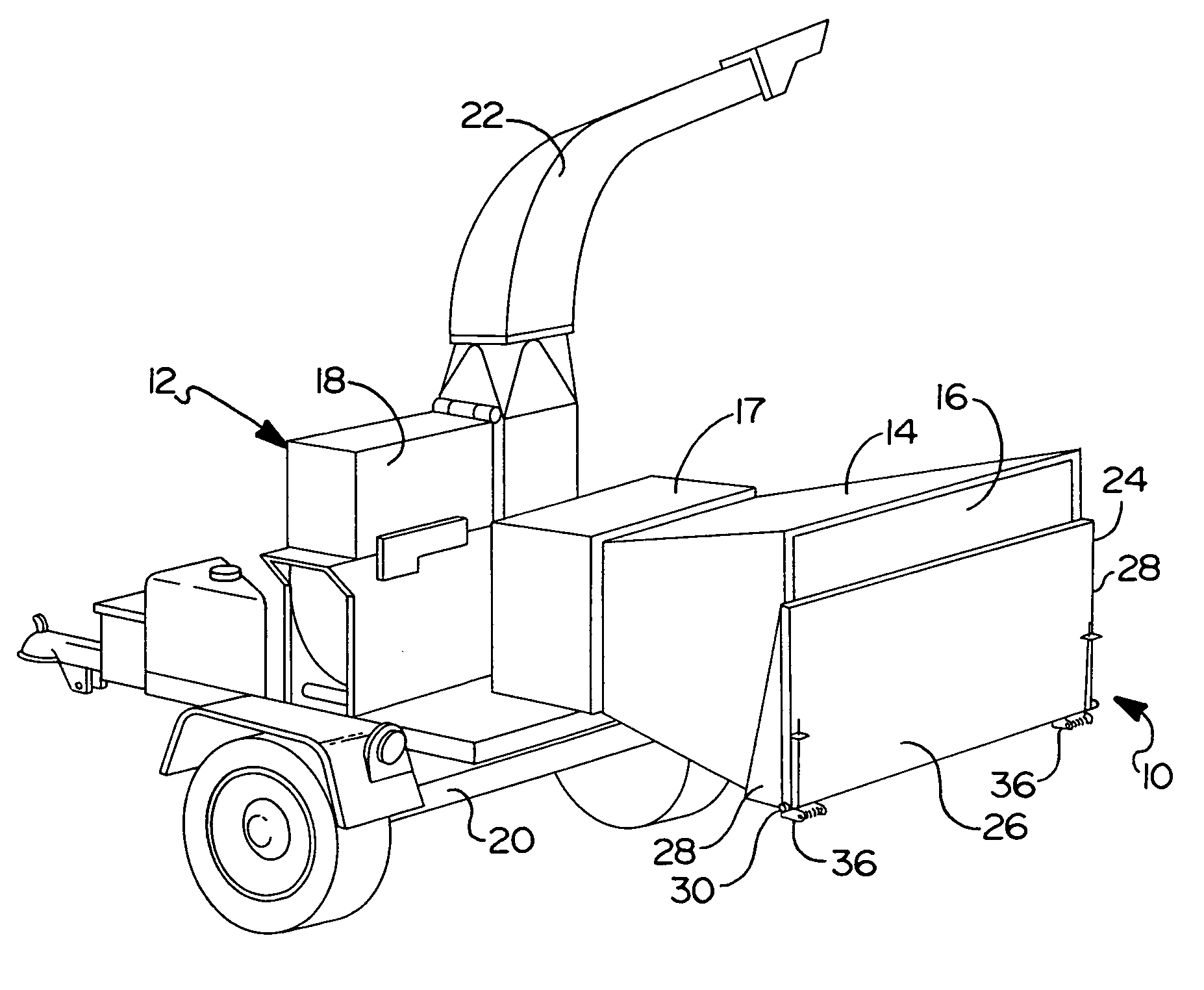 Spring assist assembly for infeed pan of wood chipper