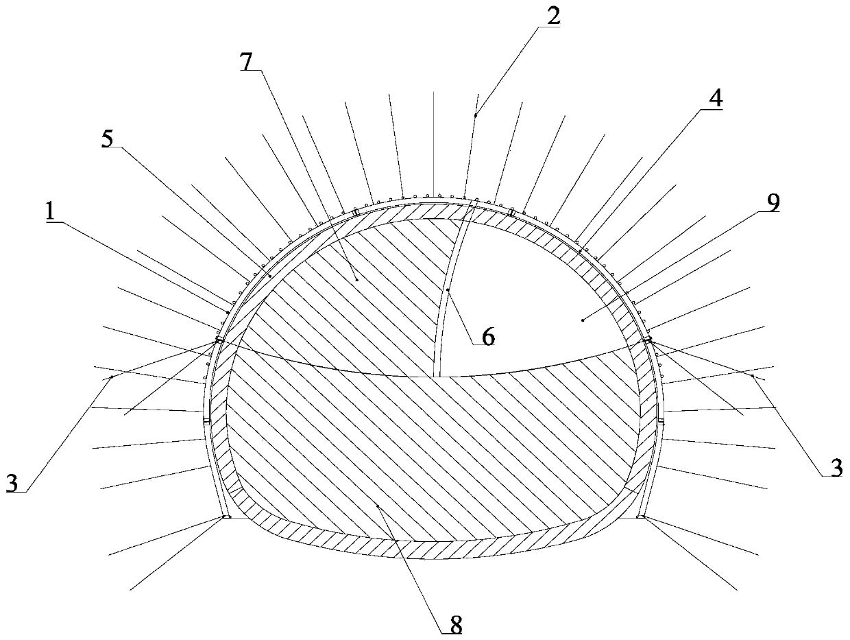 Tunnel digging-out supporting structure and construction method thereof