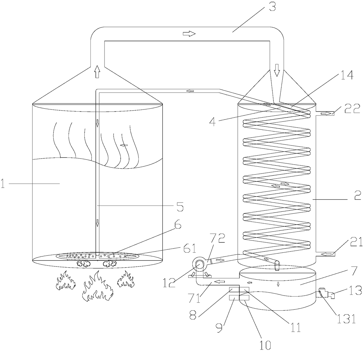 Efficient energy-saving liquor evaporation device