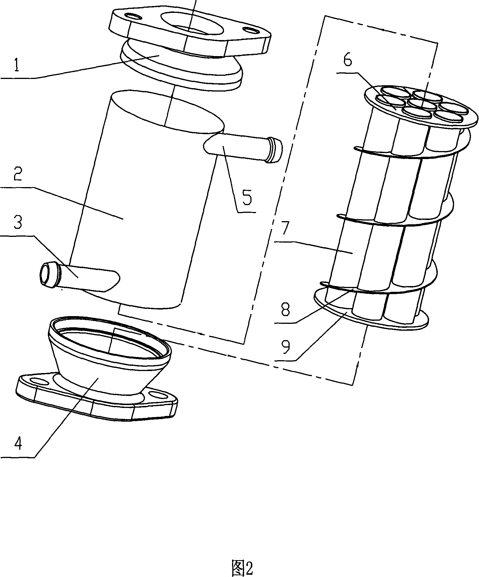 Pipe shell type heat exchanger and baffle