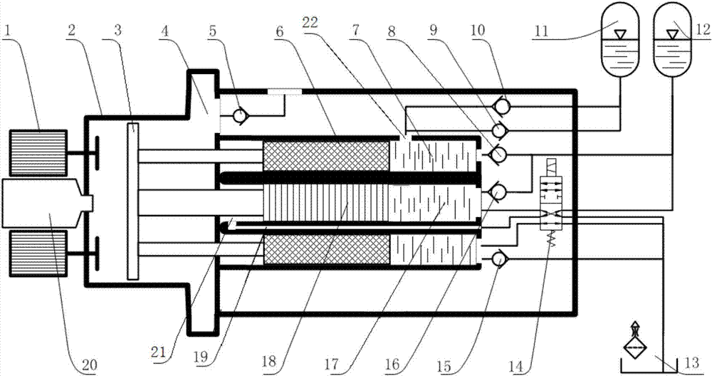 Self-priming hydraulic free-piston linear engine