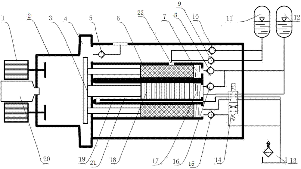 Self-priming hydraulic free-piston linear engine