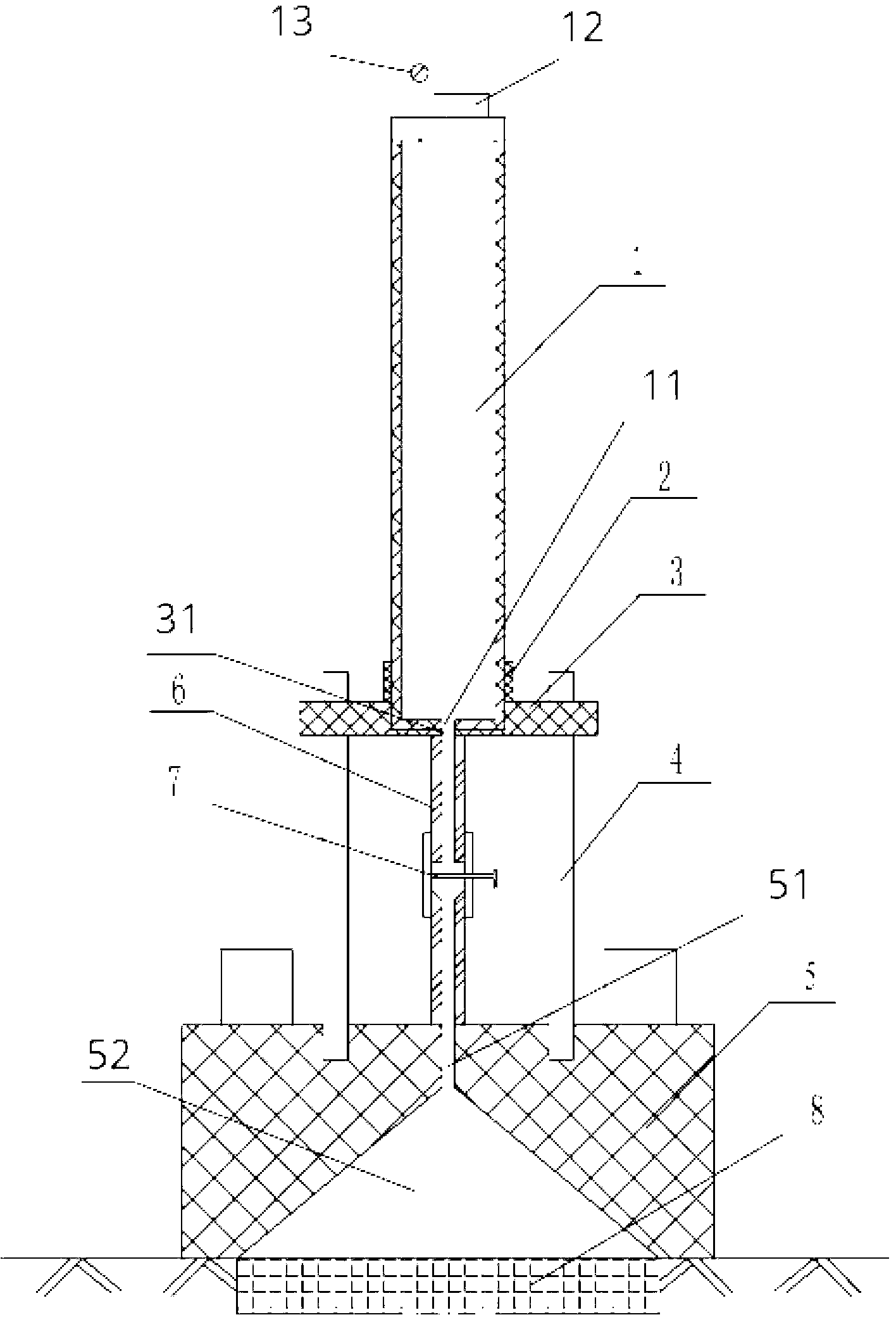 Measuring cylinder device used for testing permeable rate of permeable concrete pavement