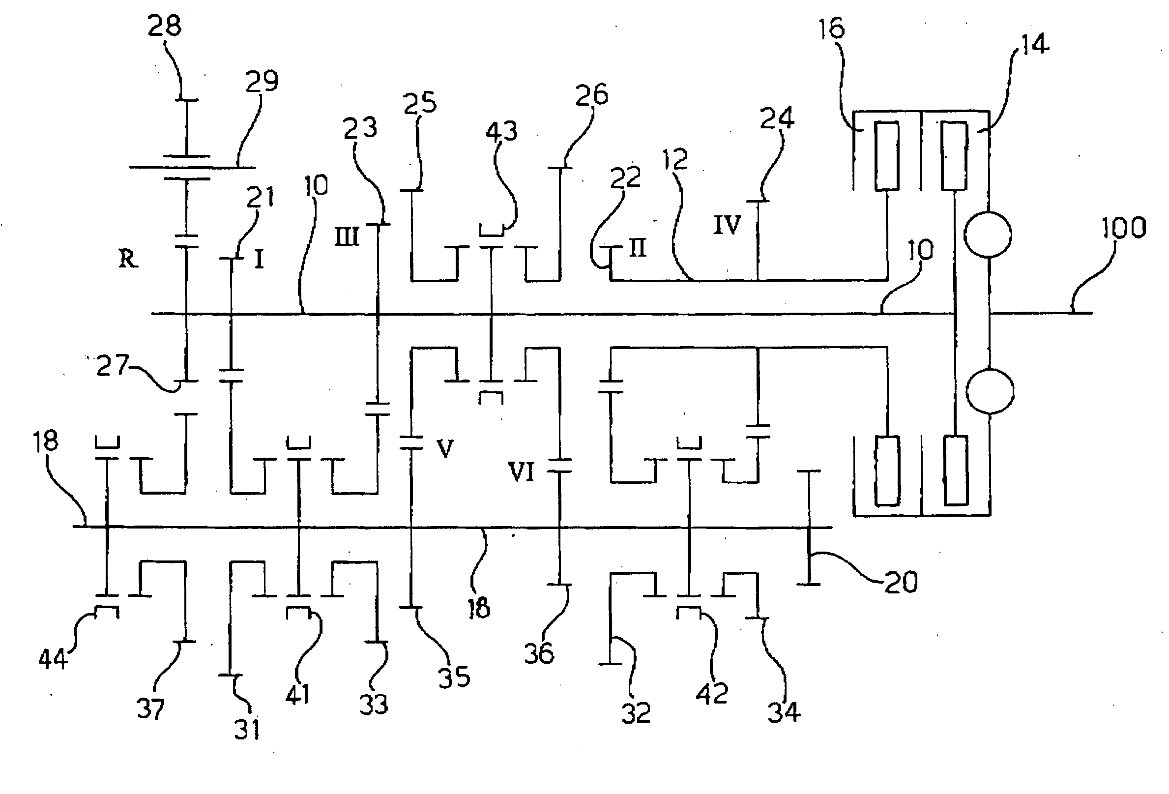 Double-clutch transmission architecture for a motor vehicle