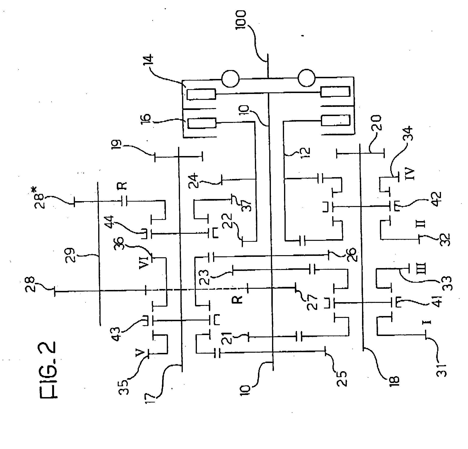 Double-clutch transmission architecture for a motor vehicle