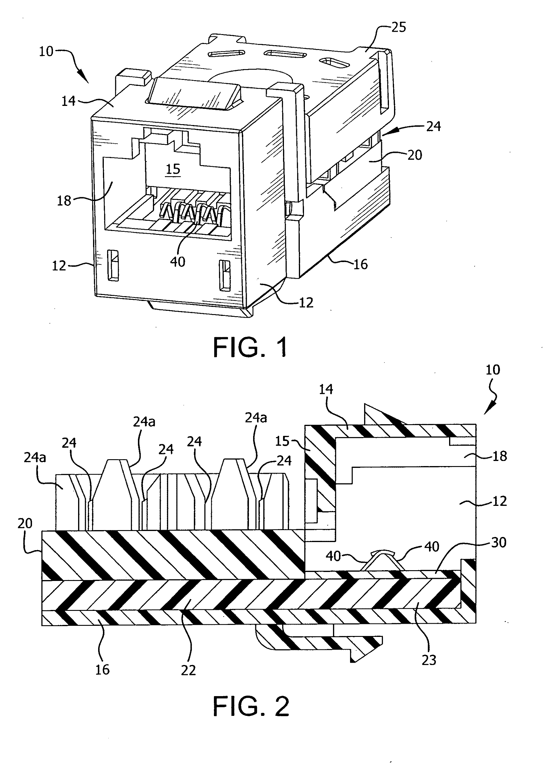 Electrical connector with low-stress, reduced-electrical-length contacts