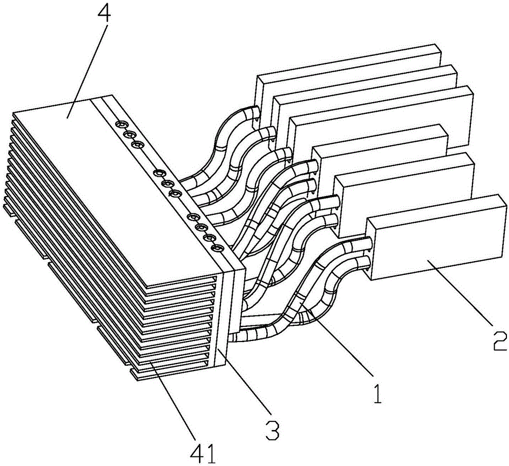 Heat pipe type heat radiation module and charging pile module employing same