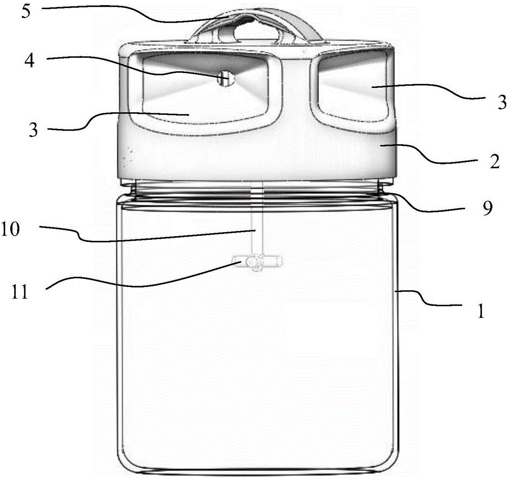 Side hole type drosophila melanogaster trapping device with dual lure of color and smell