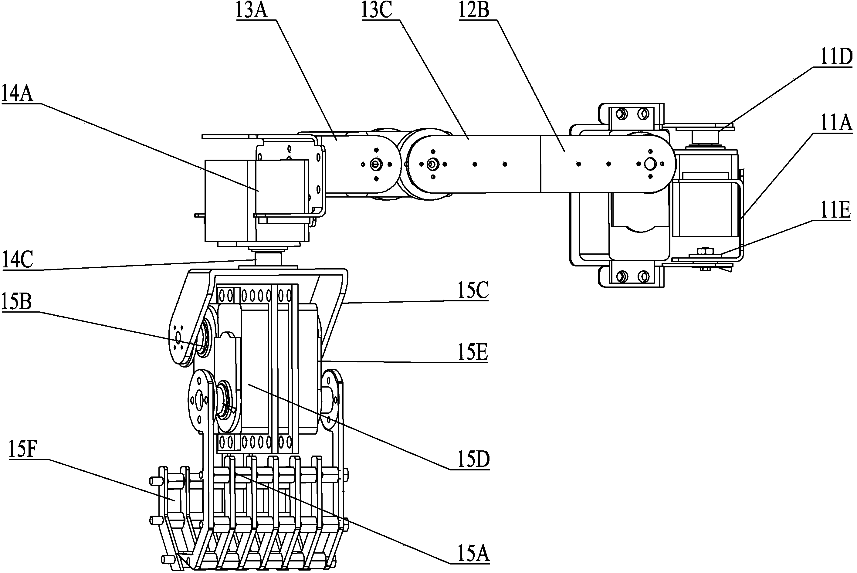 Toe-supporting type quadruped robot with climbing, grabbing and excavating functions