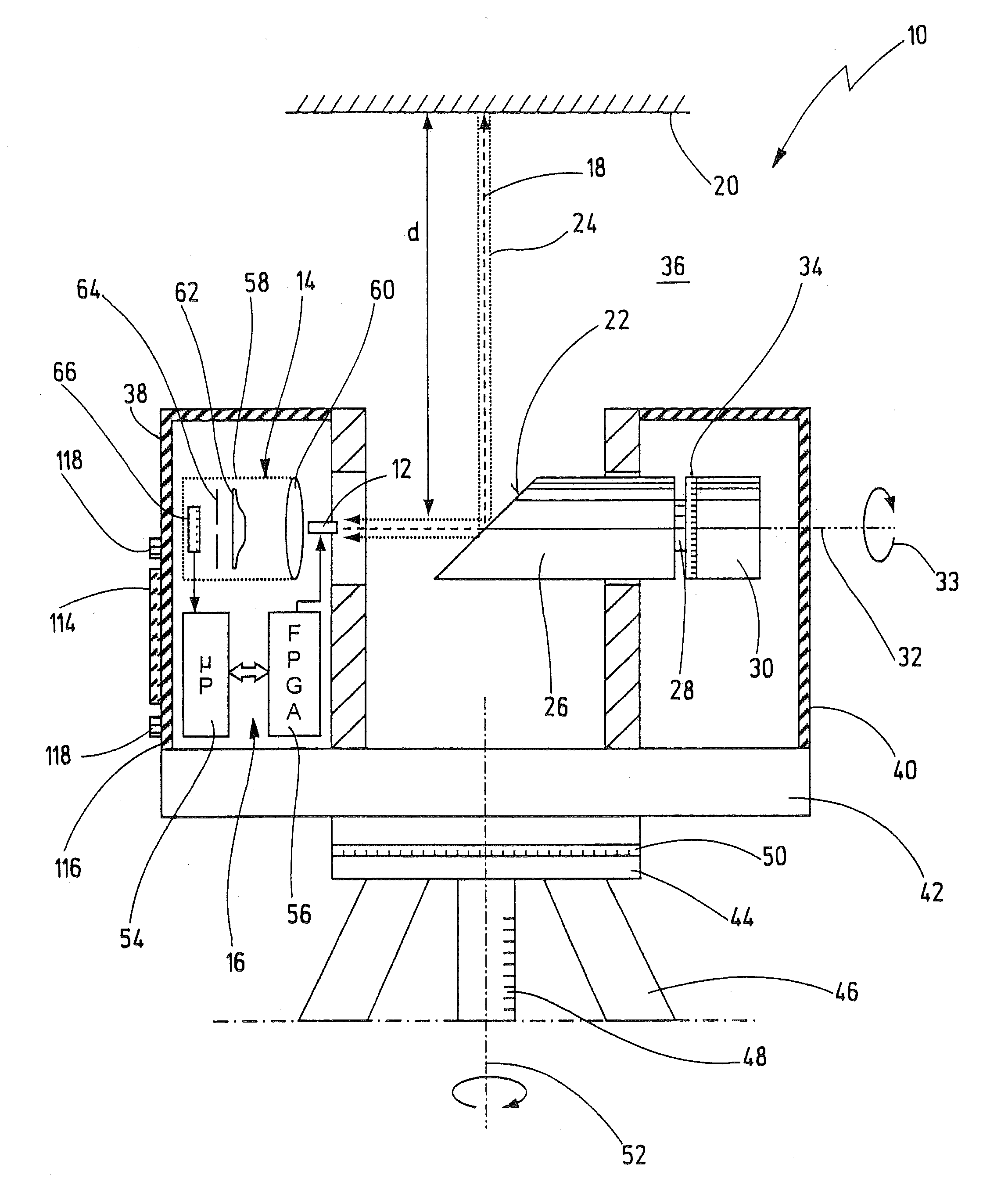 Method and device for determining a distance from an object