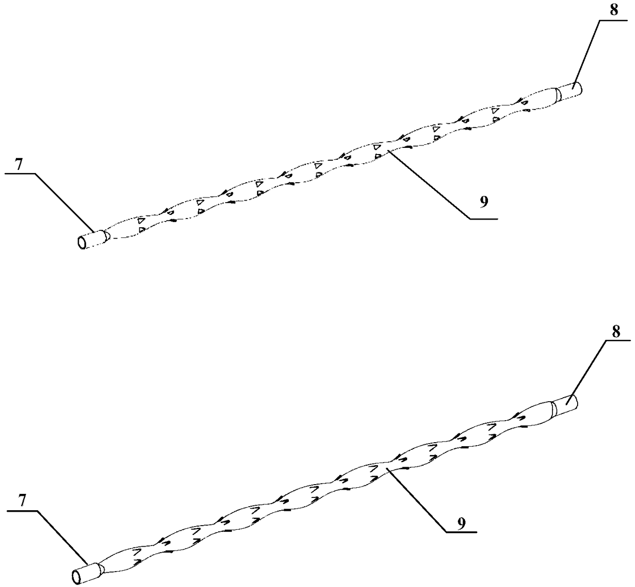 Novel oval twisted pipe heat exchanger with vortex generators