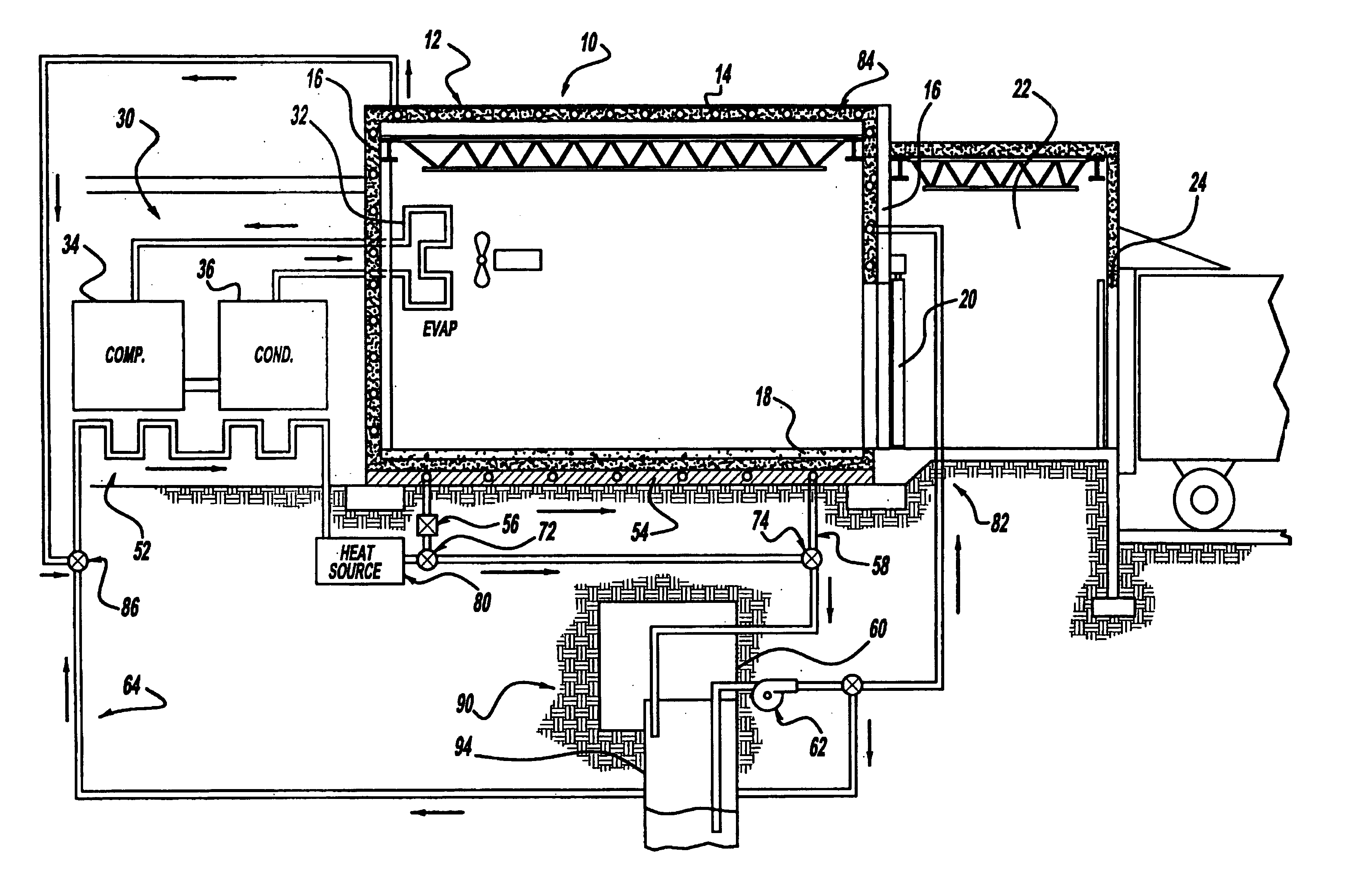 Energy transfer system for cold storage facilities