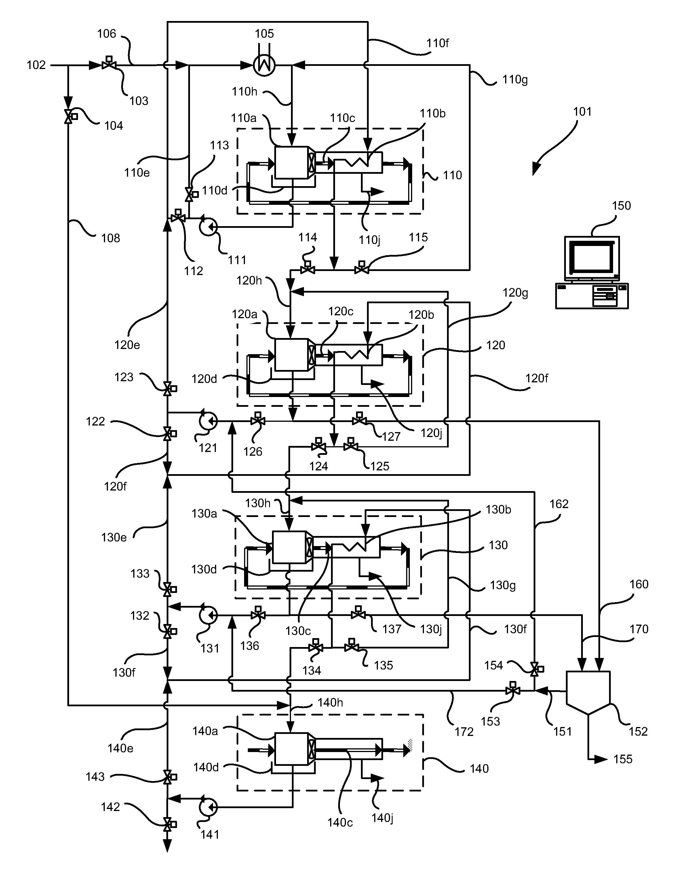 Multiple effect concentration swap de-scaling system