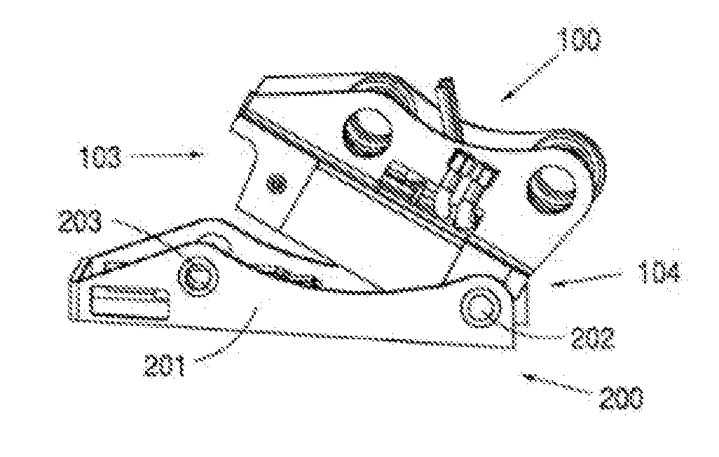 Implement attachment having a hydraulically controlled locking function