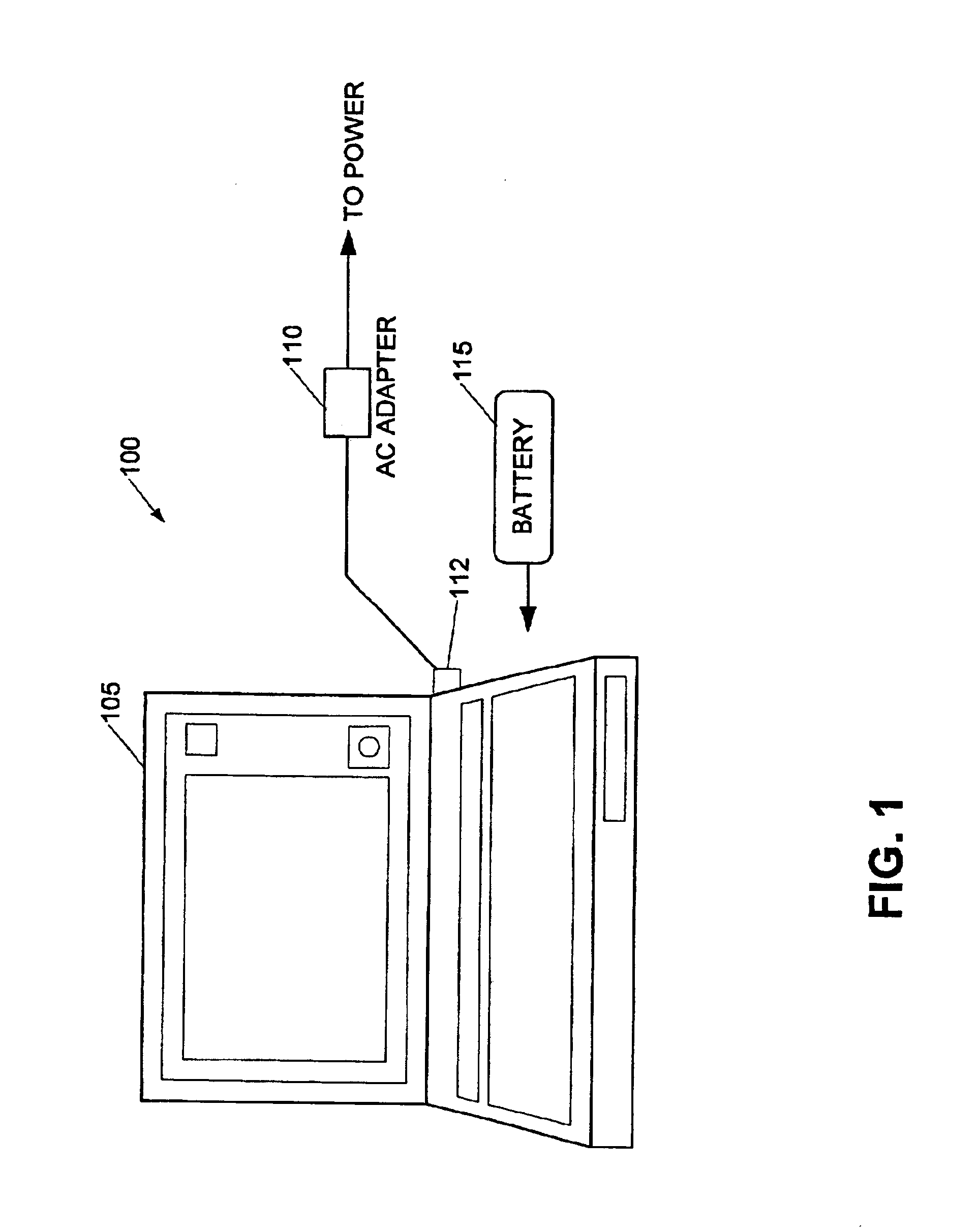 Battery charger current limiting based on maximum current capacity of AC adapter as determined by adapter identification subsystem