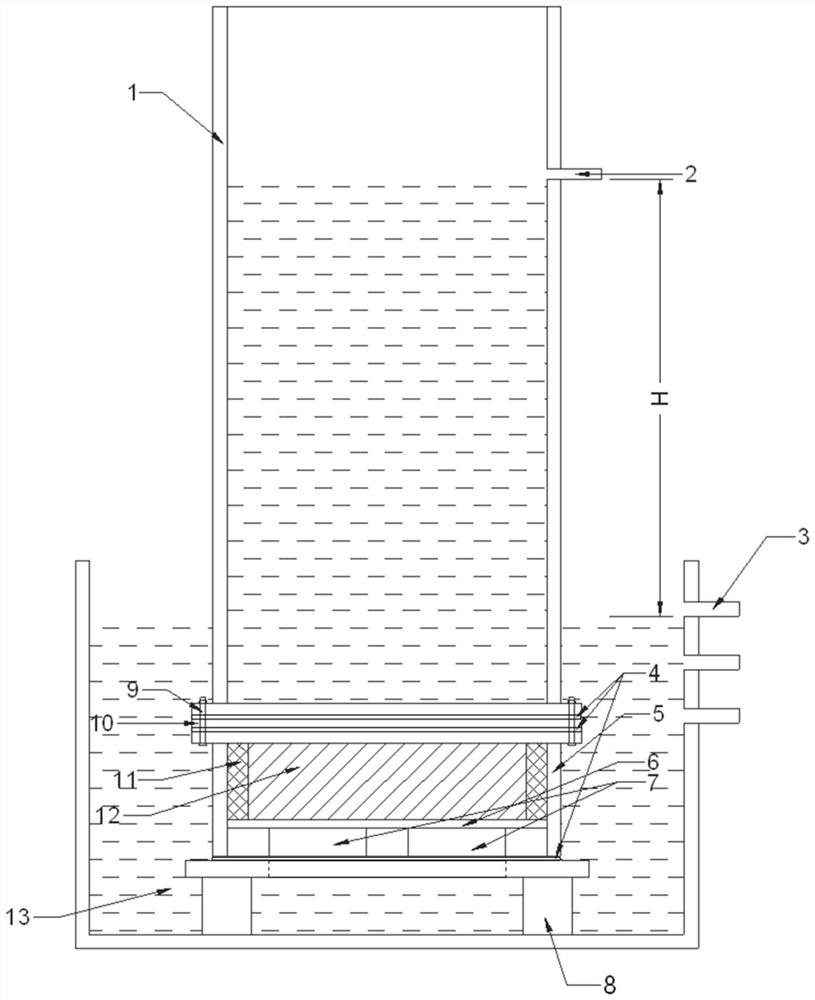 Porous ceramic water permeable brick permeability coefficient determination device and method