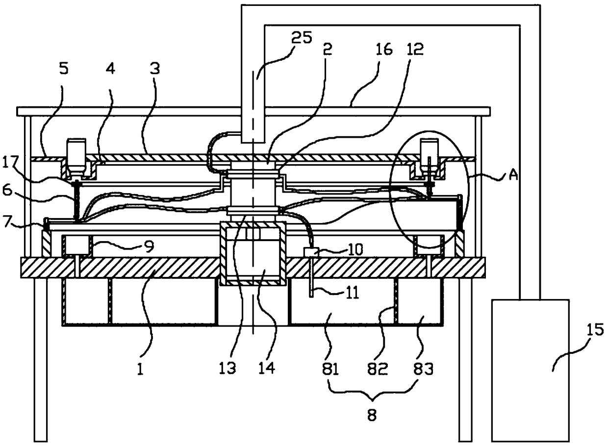 Double-tube lifting type canted bottle inverting, quick-circulating and cleaning device