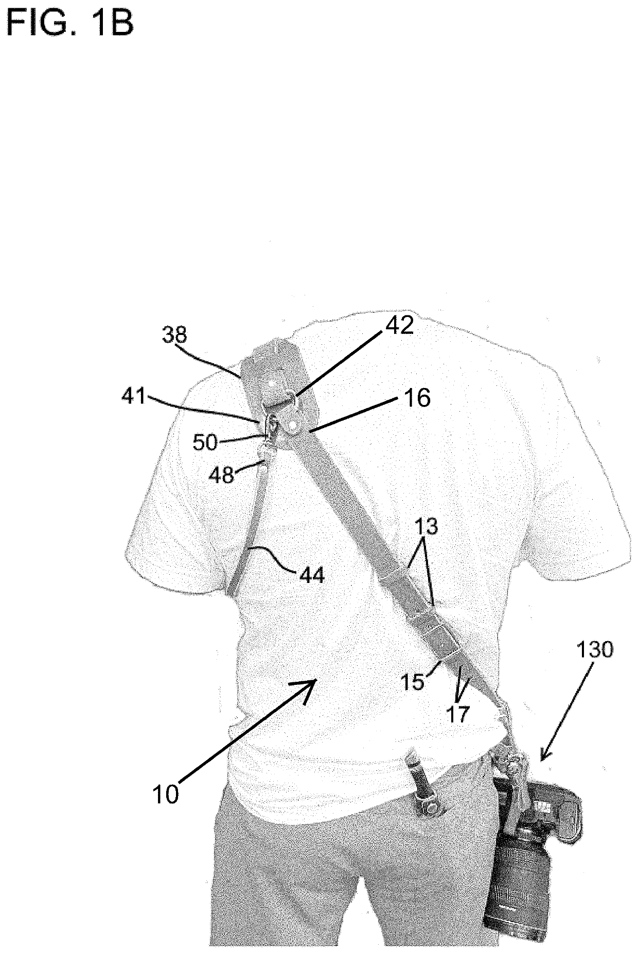 Shoulder sling with means for anchoring equipment