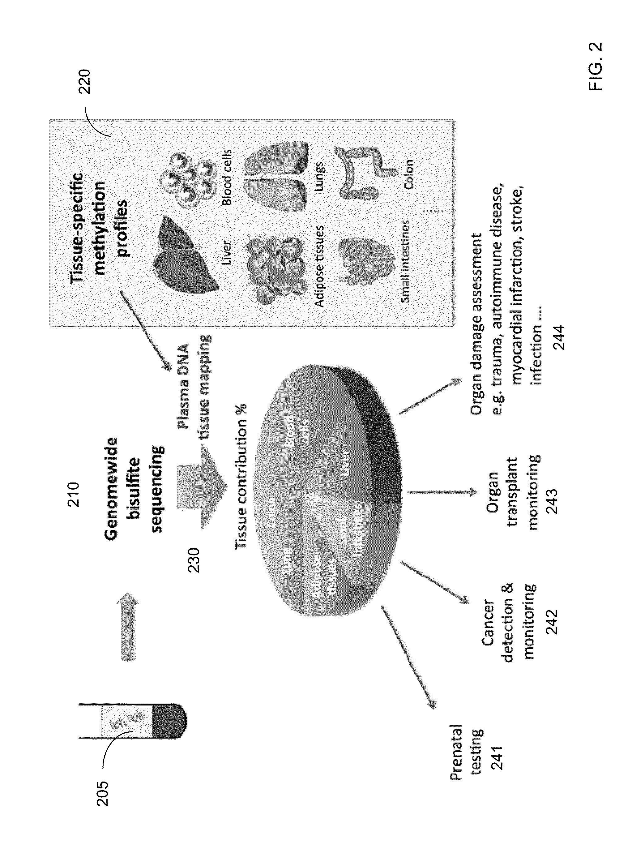 Methylation pattern analysis of tissues in a DNA mixture