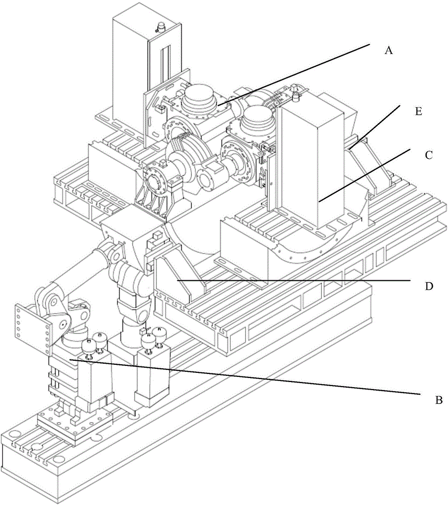 Test bench for reliability of U-shaped desk-type transmission system of gear box of motor train unit