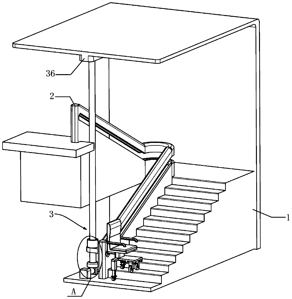 Device capable of assisting old people in going up stairs and going down stairs