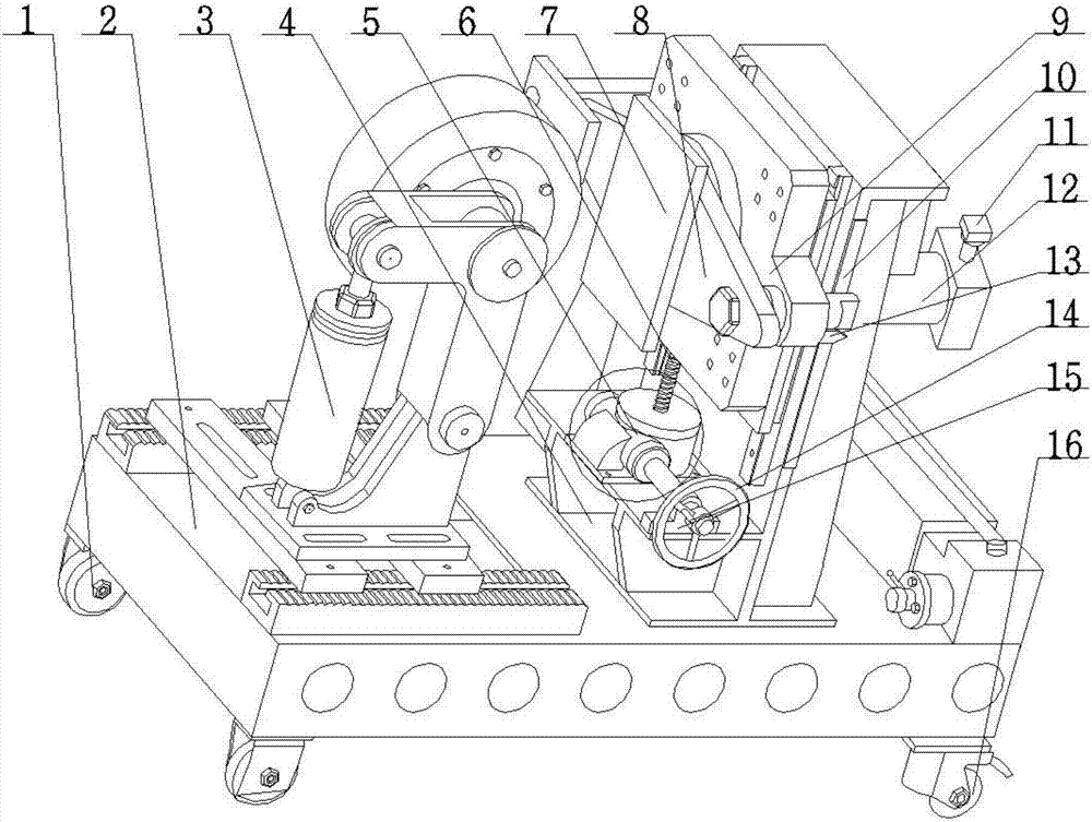 Roller cage shoe rigidity test device with adjustable center height