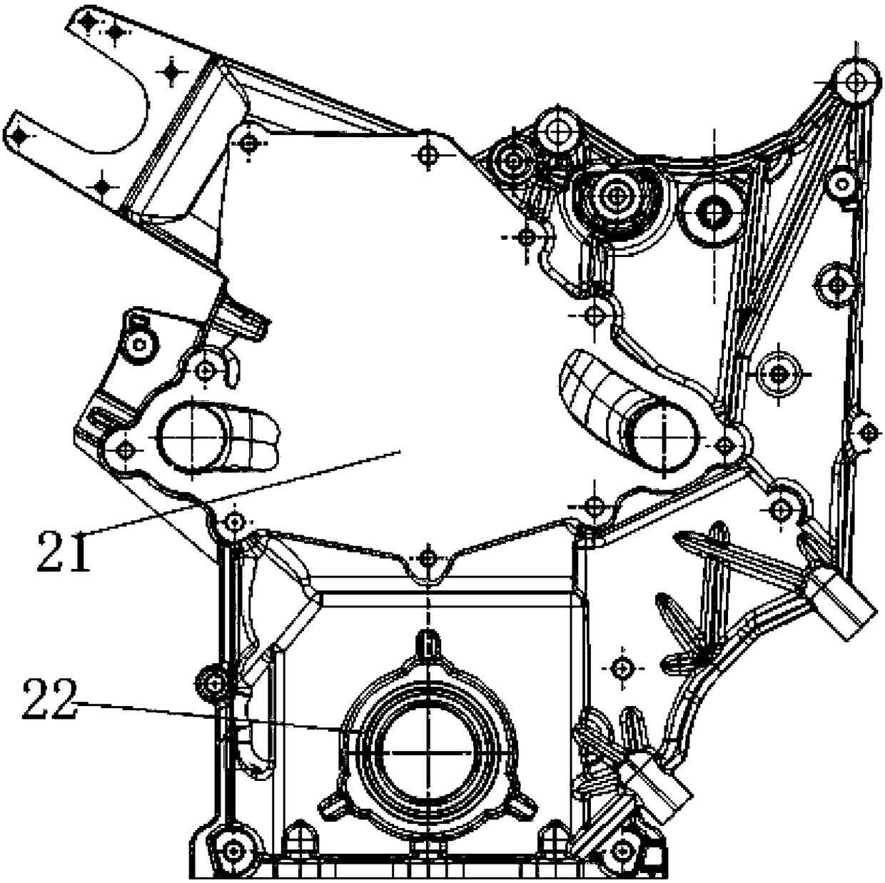 Leakage detection device and method for engine front cover assembly