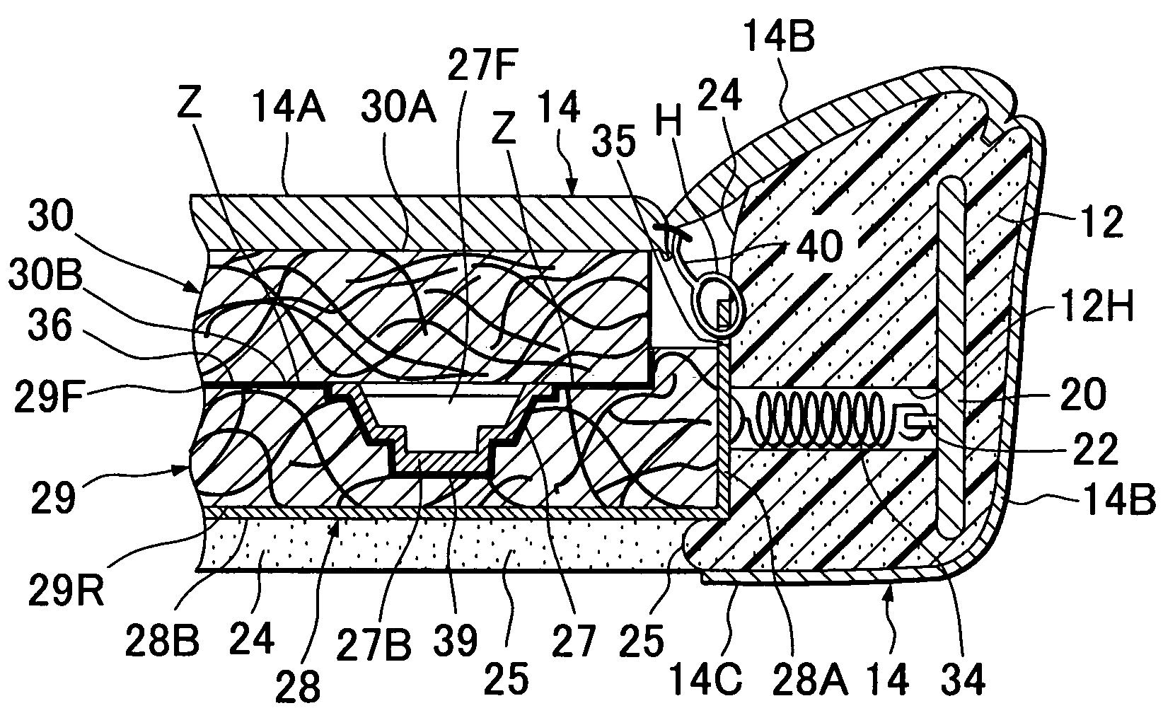 Acoustin structure of seat back