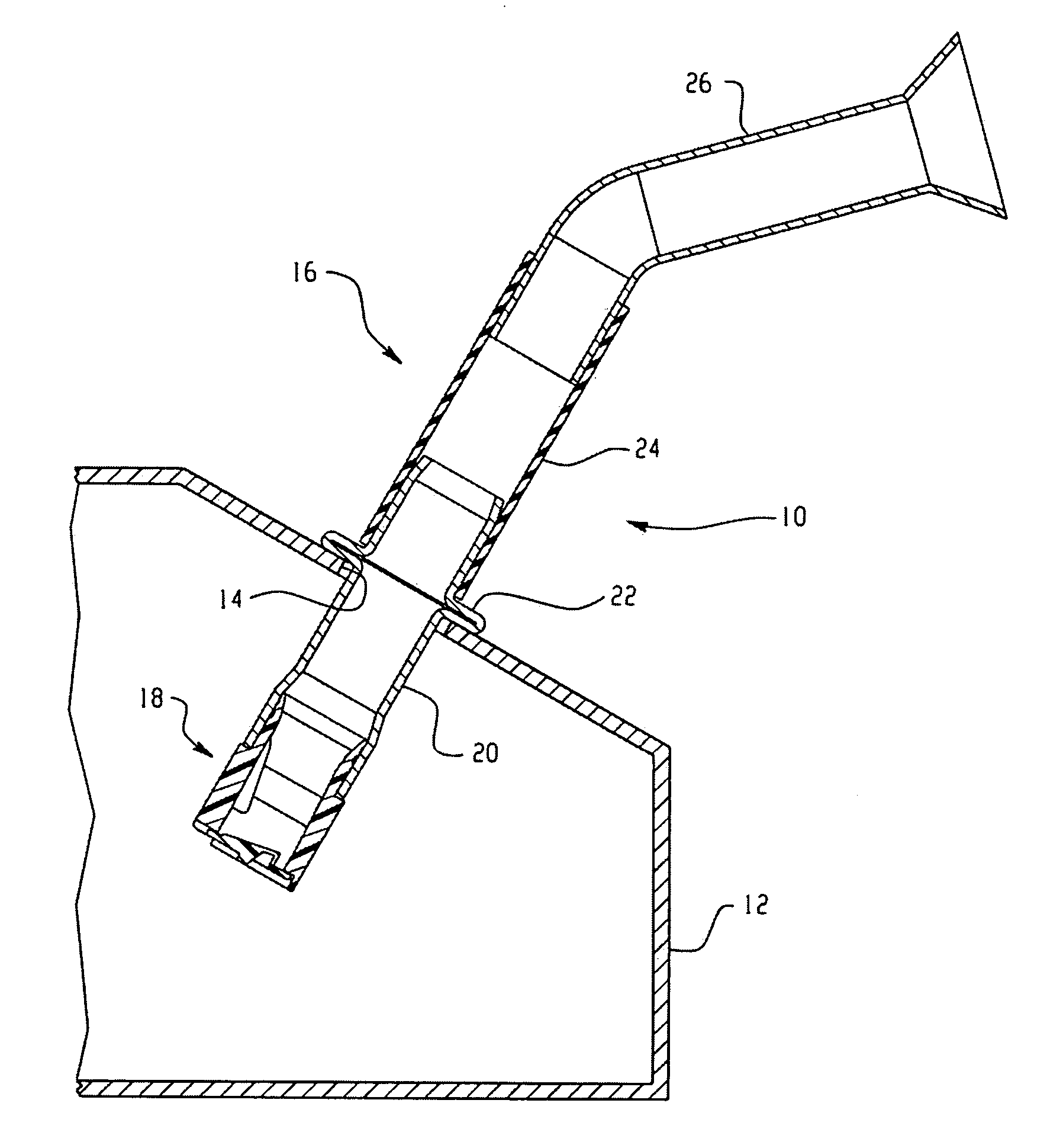 Assembling a siphonable filler tube with a check valve on a fuel tank