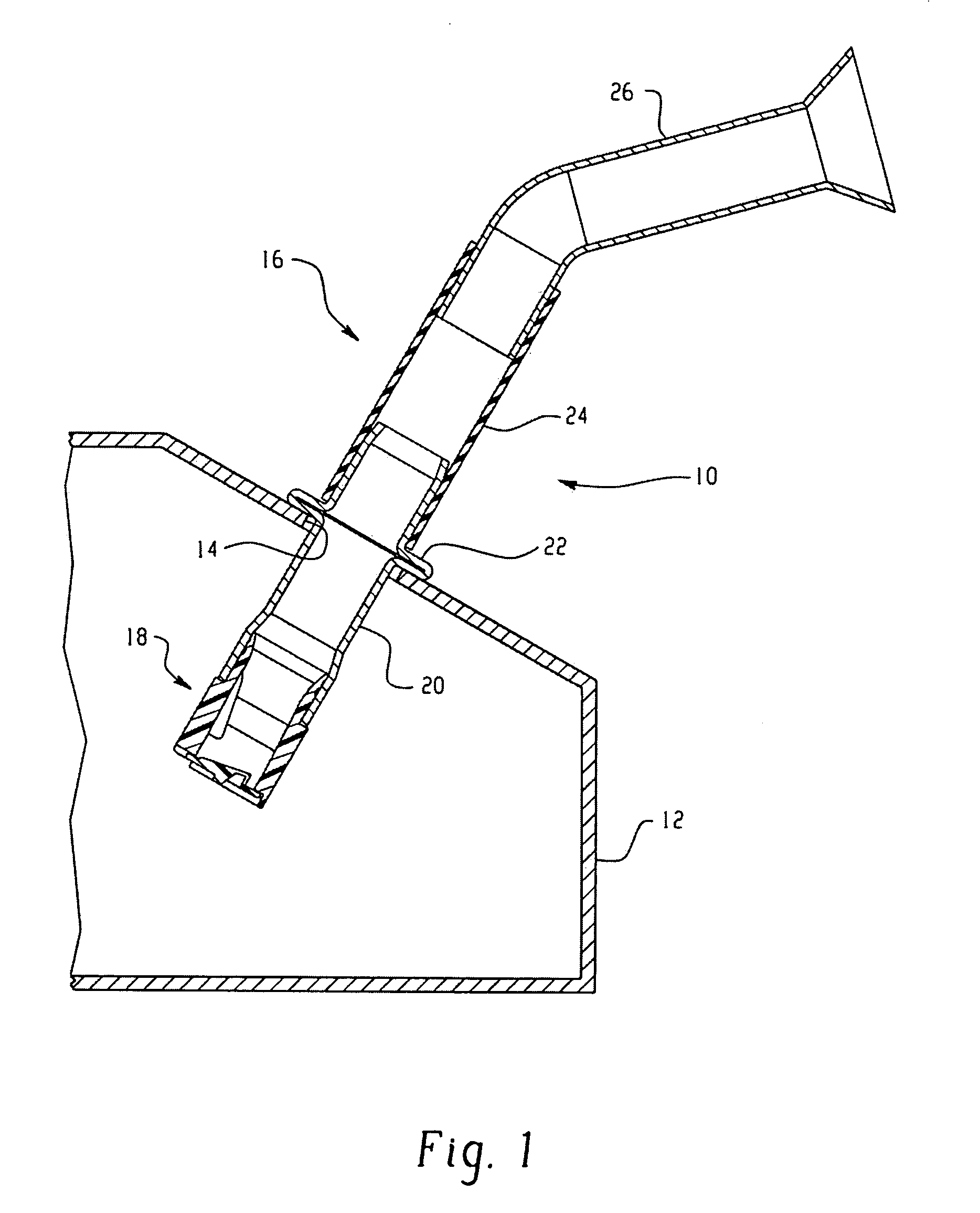 Assembling a siphonable filler tube with a check valve on a fuel tank