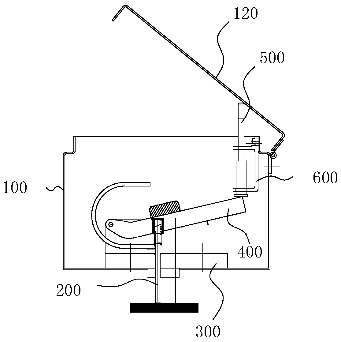 Plug-in box pin pressing and interlocking device