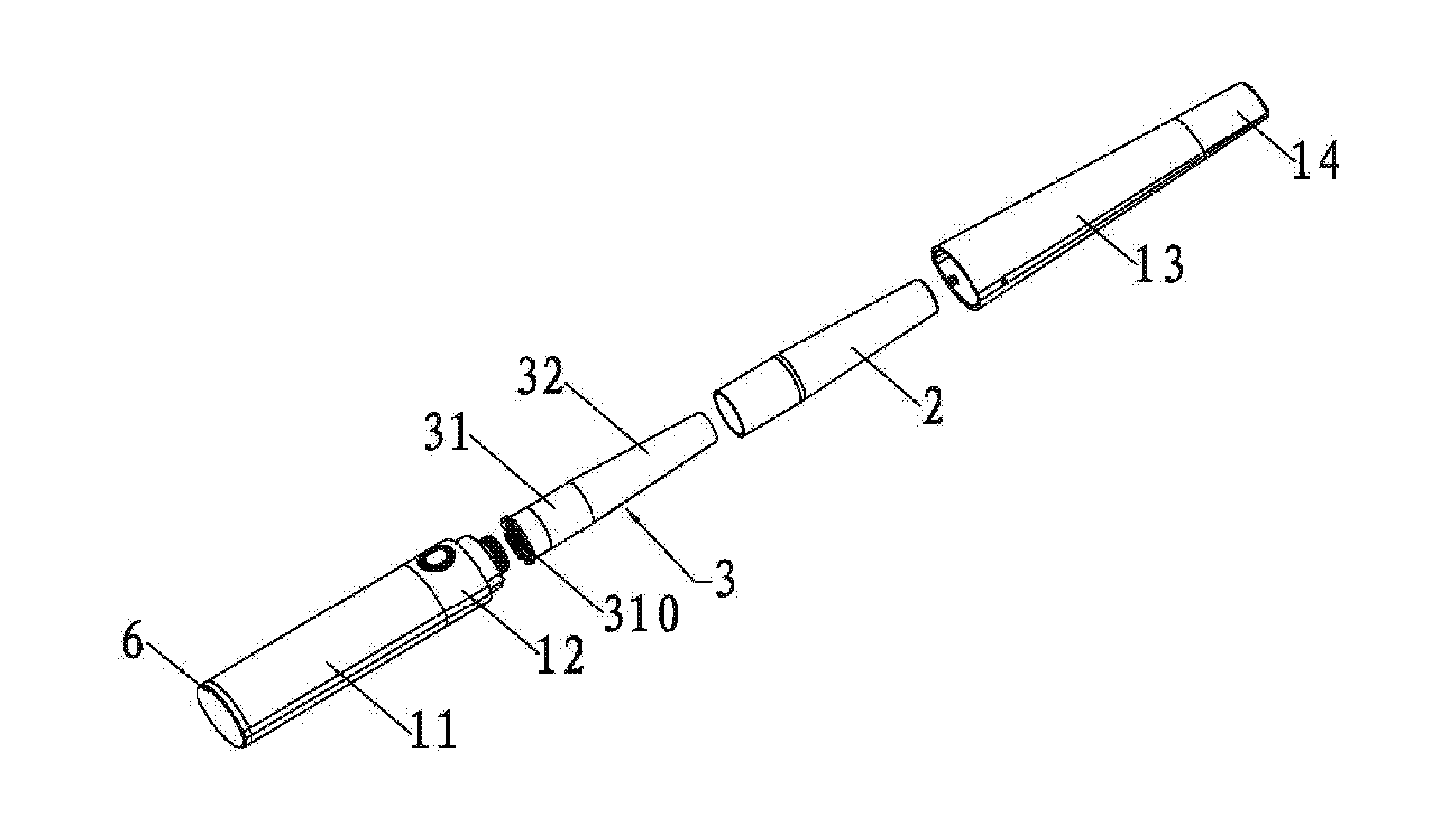 Electronic cigarette with oval shaped cross section and manufacturing process thereof