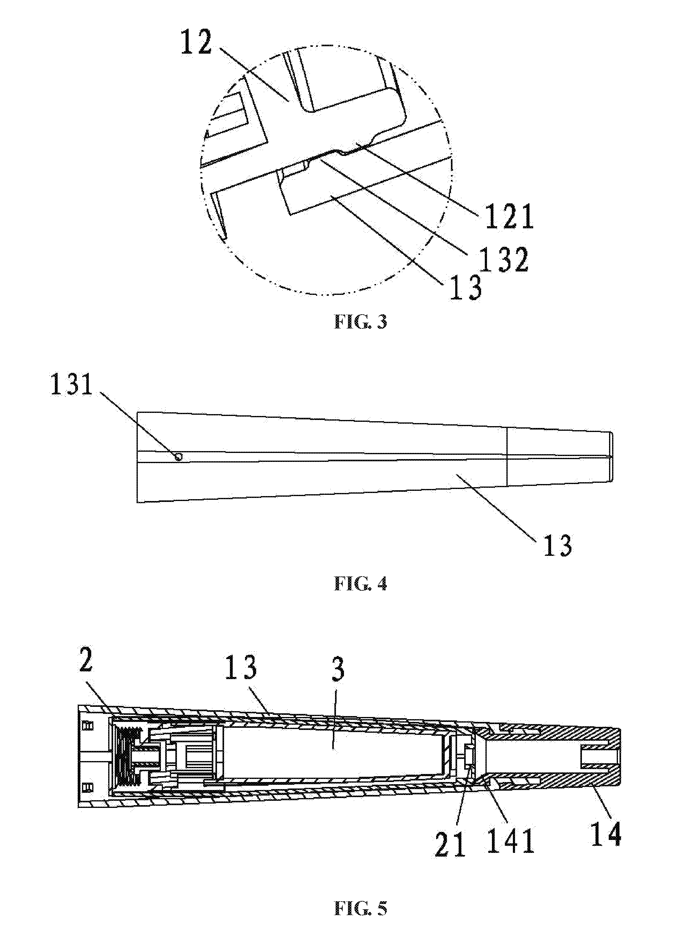 Electronic cigarette with oval shaped cross section and manufacturing process thereof