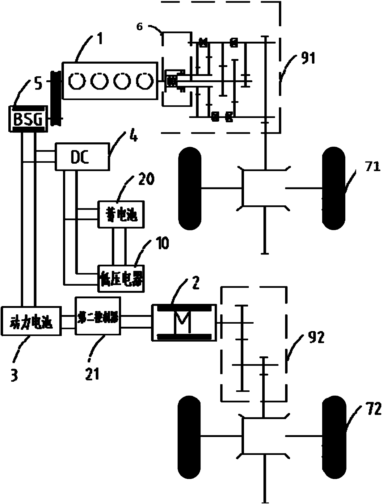 Hybrid electric vehicle and slope stabilization control method and device thereof