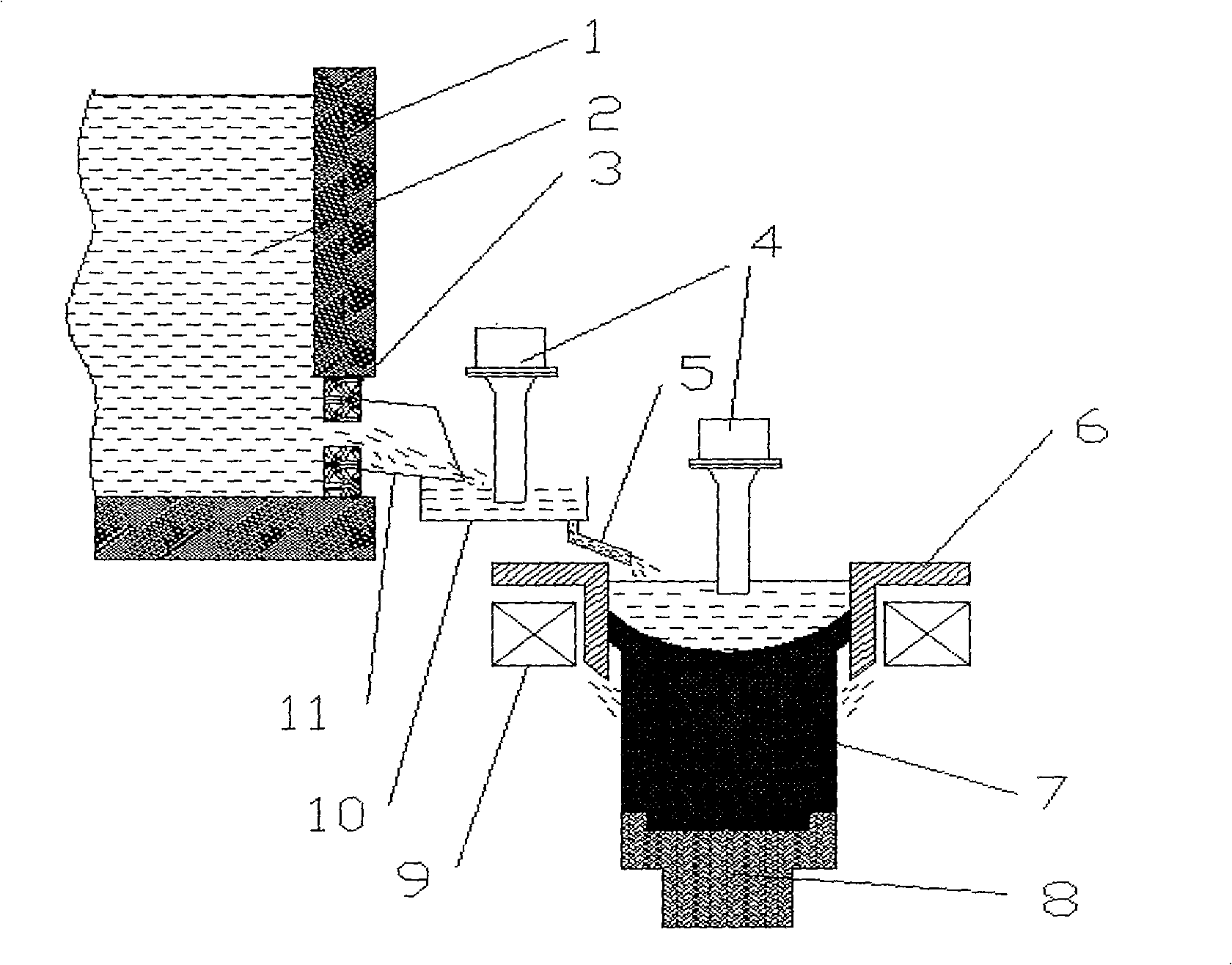 Vertical semi-continuous light alloy ingot casting process and apparatus with cooperation of power ultrasound wave and low frequency electromagnetic wave