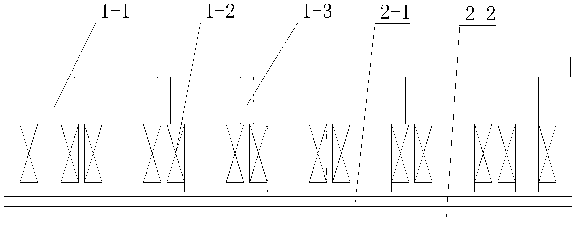 Linear electromagnetic damper with serially-connected magnetic circuit structure