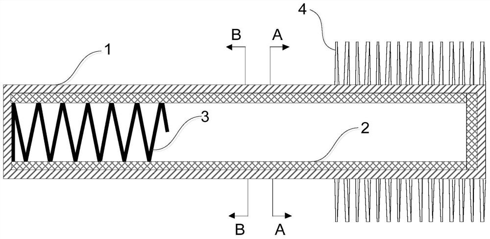 High-temperature heat pipe with inner insertion spring and spiral fin